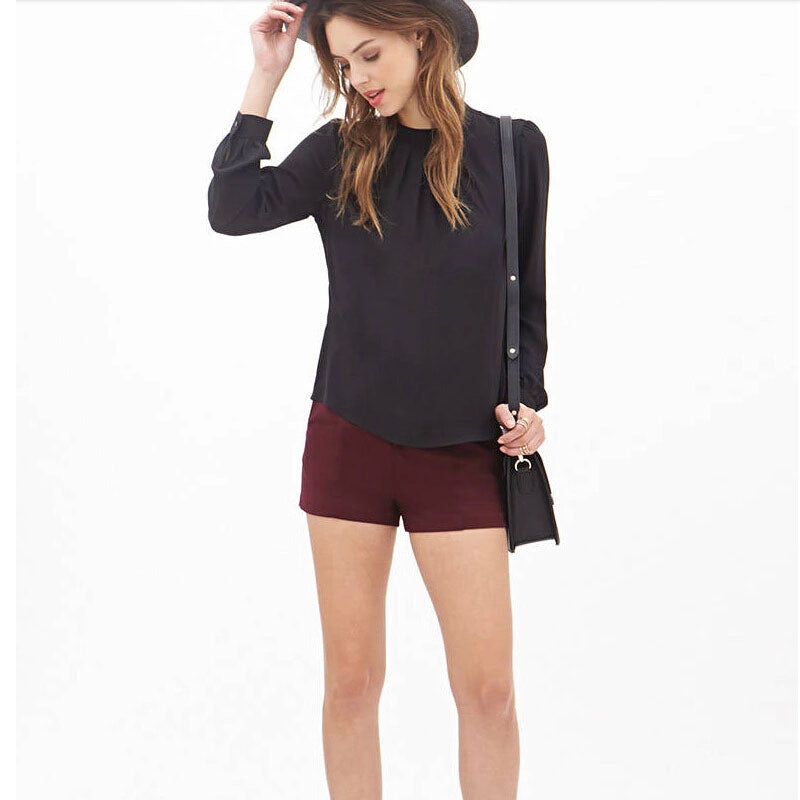 Women Fold Loose Casual Chiffon Long Sleeve Shirt Tops Blouse Tops Ladies Sexy Offices Dress Plus Size J4U66
