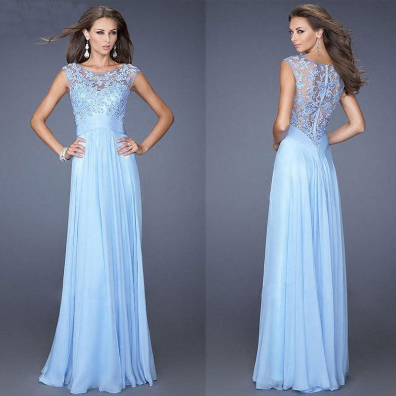 vestidoWomen Formal Long Lace Prom Bridesmaid Wedding Maxi Dress and blue J4U66