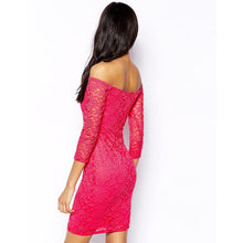 vestido Womens V-Neck Three Quarter Floral Lace Sexy Dress white and blue J4U66