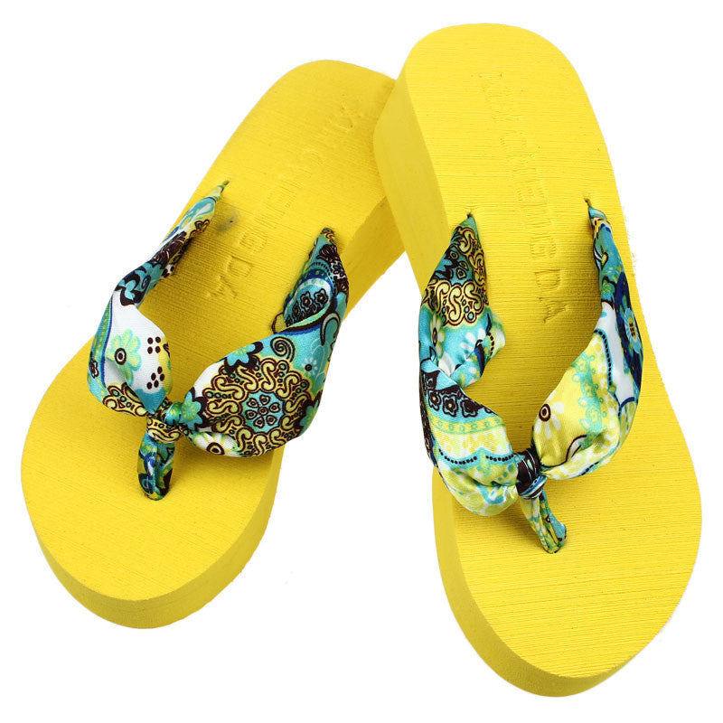 Korean Womens Casual Beach Slippers Wedge Platform Thong Flip Flops Sandals Shoes J4U66