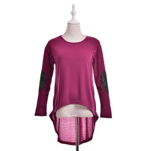 Sequins Elbow Casual Hi-Low Irregular Long Tee Women Full Sleeve T-Shirt Loose Boho Maxi Blusas Tops J4U66
