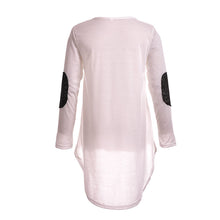 Sequins Elbow Casual Hi-Low Irregular Long Tee Women Full Sleeve T-Shirt Loose Boho Maxi Blusas Tops J4U66