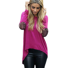 Sequins Elbow Casual Hi-Low Irregular Long Tee Women Full Sleeve T-Shirt Loose Boho Maxi Blusas Tops J4U66