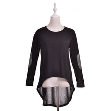 Sequins Elbow Casual Hi-Low Irregular Long Tee Women Full Sleeve T-Shirt Loose Boho Maxi Blusas Tops J4U66