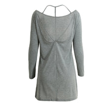 sexy back backless women t-shirts dress o neck long sleeve solid casual dress elegant ladies party mini dresses vestido J4U66