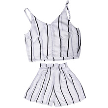 Sexy Backless Short Rompers Womens Jumpsuit Casual Chiffon Overalls For Women Playsuit White Women Striped Jumpsuit J4U66