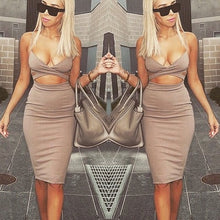 Sexy Bodycon Dresses Women Sleeveless Cut out Bandage Party Midi Dress J4U66