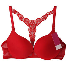 Sexy Bra For Women Front Closure Floral Lace Racer Back Padded Push Up Bra Seamless Sutian Y-line Straps Women Underwear J4U66