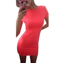 sexy casual women bodycon dresses ladies short sleeve slim solid color mini dress J4U66