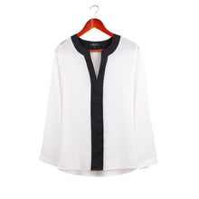 sexy chiffon blouse shirt deep v neck patchwork casual shirt women blouses shirt long sleeve blusas femininas women tops J4U66