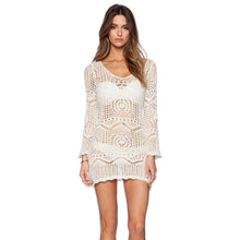 sexy club dress women sexy hollow out white lace dress round neck boho beach dresses lace vestidos J4U66