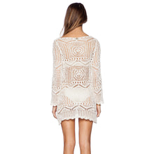 sexy club dress women sexy hollow out white lace dress round neck boho beach dresses lace vestidos J4U66