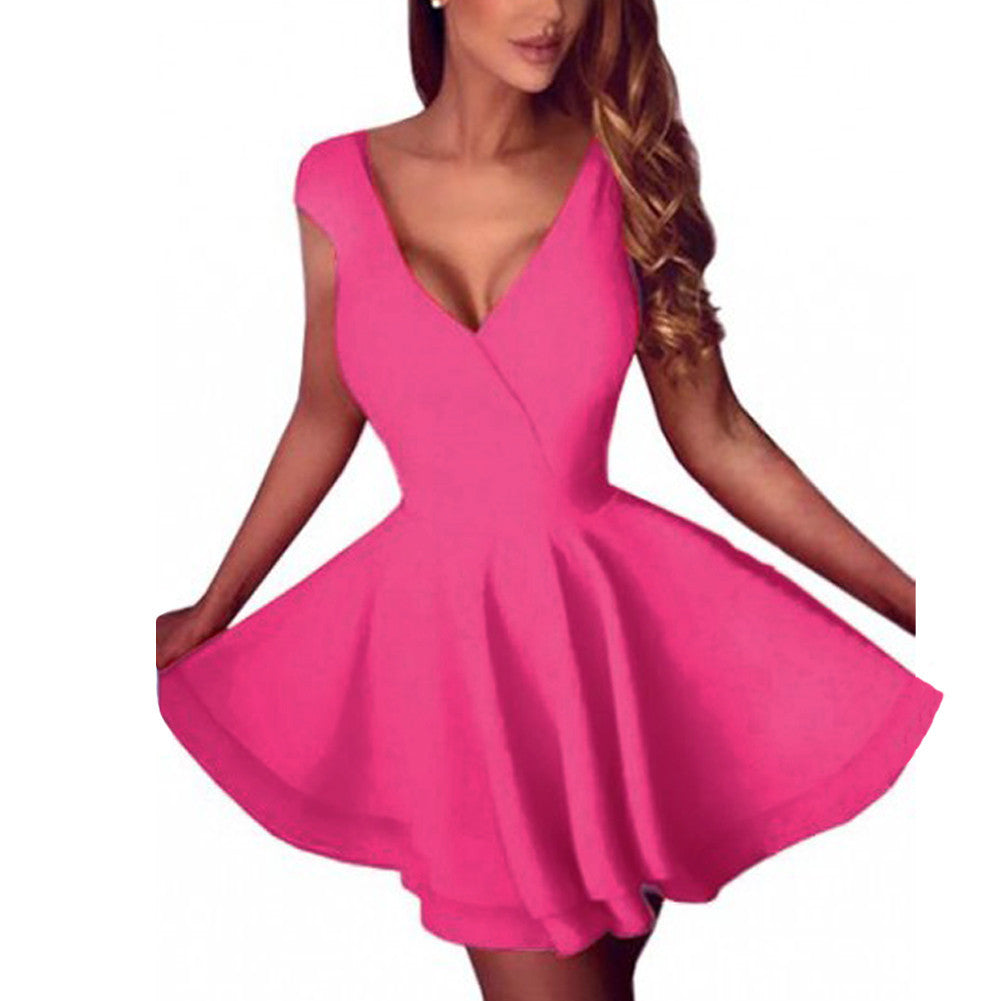 sexy club dress v neck sleeveless women dress zipper backless party mini dresses plus size vestidos J4U66