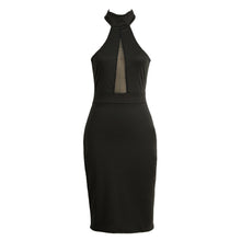 sexy club dress women dress halter neck sleeveless party dresses mesh hollow out open back bodycon dress black J4U66