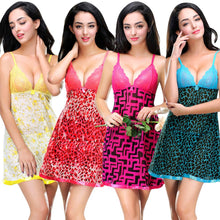 sexy costumes women babydoll dress stone print lace sheer mesh spaghetti strap sleepwear nightgown sexy lingerie with g-string J4U66
