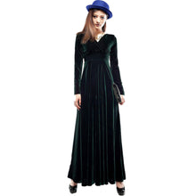 Sexy Elegant Velvet Warm Maxi Dress Women Long Sleeve Deep V Dresses 5 Colors New  J4U66