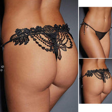 Sexy LadyWomen's Thongs Lace G-String V-String Panties Knickers T-back Briefs Hollow Out Underwear Black Color J4U66