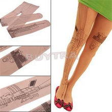 Sexy Machine Gun Tattoo Transparent Tights Stockings Pantyhose J4U66