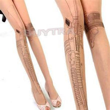 Sexy Machine Gun Tattoo Transparent Tights Stockings Pantyhose J4U66