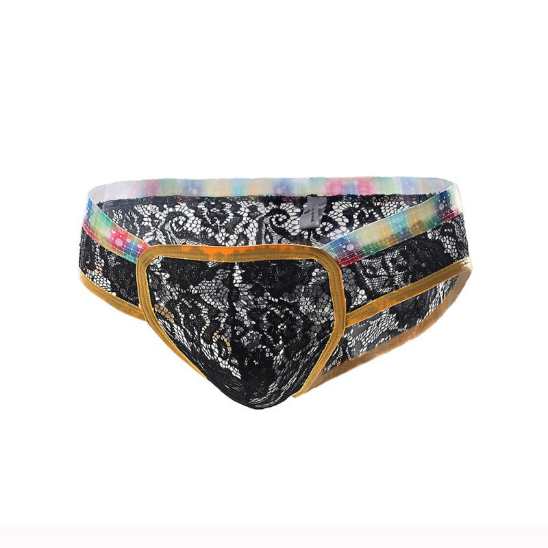 Sexy Mens Pouch Lace Briefs Underwear Thong Shorts Lingerie G-Strings Panties J4U66