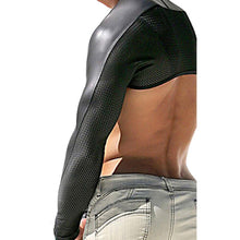 Sexy Mens Shrug Tight Arm Oversleeve Leather Mesh Splicing Underwear J4U66
