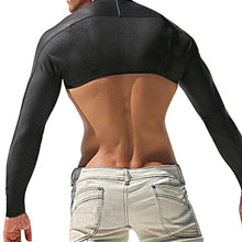 Sexy Mens Shrug Tight Arm Oversleeve Leather Mesh Splicing Underwear J4U66