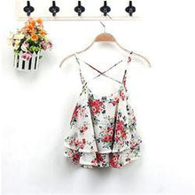 Sexy Print Chiffon Sleeveless Women Camis Cropped Ladies Spaghetti Strap Crop Tank Top Flower Floral Blouse  J4U66