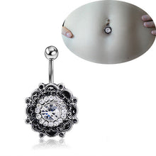 Sexy Retro Flower Crystal Navel Belly Button Ring Bar Body Piercing Jewelry J4U66