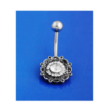 Sexy Retro Flower Crystal Navel Belly Button Ring Bar Body Piercing Jewelry J4U66