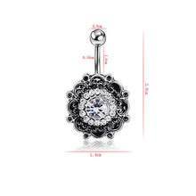 Sexy Retro Flower Crystal Navel Belly Button Ring Bar Body Piercing Jewelry J4U66
