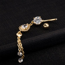 Sexy Rhinestone Navel Barbell Golden Body Piercing Belly Ring Dangle  J4U66
