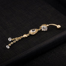Sexy Rhinestone Navel Barbell Golden Body Piercing Belly Ring Dangle  J4U66