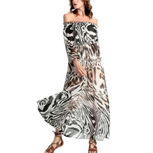 Sexy Side Split Off Shoulder Print Dress High Waist Pleated Maxi Party Dress Vintage Beach Dress Plus Size Vestidos J4U66