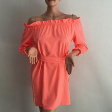 Sexy Beach Chiffon Belt Sashes Dress Candy Colors Slash Neck Long sleeve Woman Night Club Party Dresses Vestidos Robes J4U66