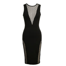 sexy dress dot mesh women dress backless plunging high neck bodycon pencil dress solid clubwear vestidos black J4U66