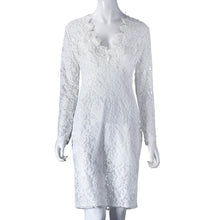 Sexy V neck Lace Dress Women's White Bandage Dress Party Wear Bodycon Mini Dresses Cutout Back Hole Club Short dresses J4U66