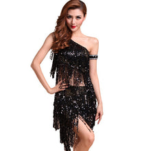 Sexy Women Backless Sequins Tassels Cocktail Clubwear Latin Jazz Ballet Dance Dress Top Skirt Suit6 J4U66
