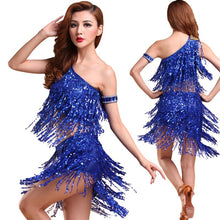 Sexy Women Backless Sequins Tassels Cocktail Clubwear Latin Jazz Ballet Dance Dress Top Skirt Suit6 J4U66