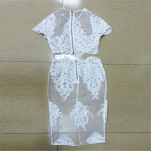 Sexy Women Bandage Bodycon Lace Sheer Party Midi Dress Clubwear Dresses J4U66