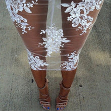 Sexy Women Bandage Bodycon Lace Sheer Party Midi Dress Clubwear Dresses J4U66