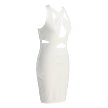 sexy women bodycon bandage dress ladies sleeveless cut out dress v neck backless party clubwear white vestido de festa J4U66