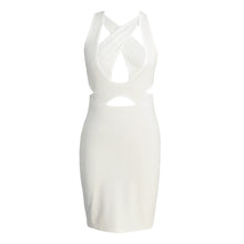 sexy women bodycon bandage dress ladies sleeveless cut out dress v neck backless party clubwear white vestido de festa J4U66