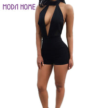sexy women bodycon jumpsuit plunge v neck halter sleeveless beach overalls for women playsuit rompers womens jumpsuit black J4U66
