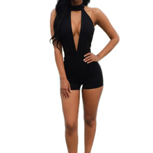 sexy women bodycon jumpsuit plunge v neck halter sleeveless beach overalls for women playsuit rompers womens jumpsuit black J4U66
