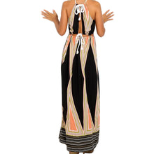 sexy women boho maxi dress stripe print rope halter neck high split sleeveless evening party dress women long dress vestidos J4U66