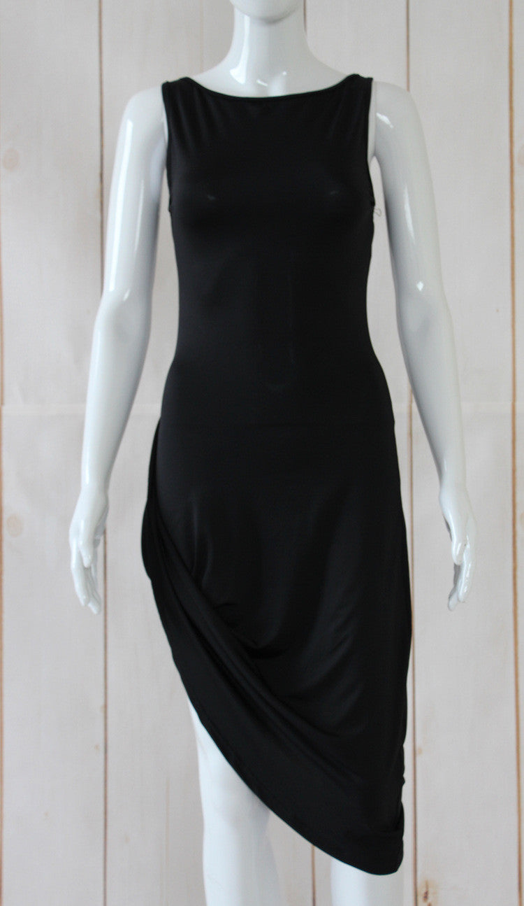 Sexy Women Celeb Bodycon O Neck Sleeveless Evening Party Club Dress Slim Pencil Spilt Dresses  J4U66