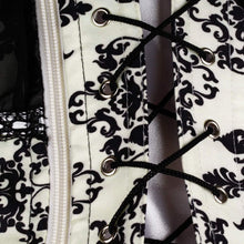 sexy women corset waist cincher print mesh patchwork bowknot lace up zipper back strapless lace tops corset overbust J4U66