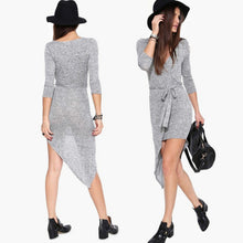 sexy women deep v neck long sleeve asymmetric mini dress bodycon dresses J4U66