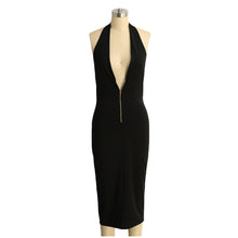 sexy women deep v neck wrap bodycon dress front zipper backless clubwear ukraine club party midi dress black vestidos de renda J4U66