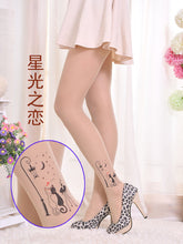 Sexy Women Fashion Japan Angel Animal Mock Knee High Tattoo Tights Pantyhose Pattern Printed Stockings J4U66